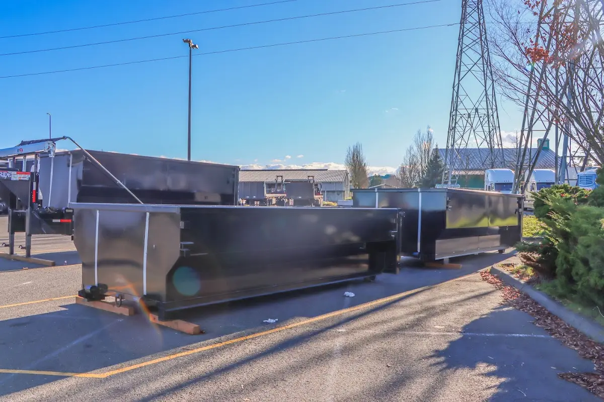 Roll-off dumpster ready for waste disposal at job site for Construction Dumpster Rental in Vienna